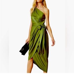 Ted Baker Gabie One-Shoulder Draped Dress-in a beautiful olive green color